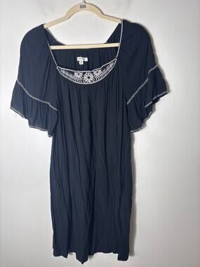 Max Studio Black wih White Embroidery Dress Sz M